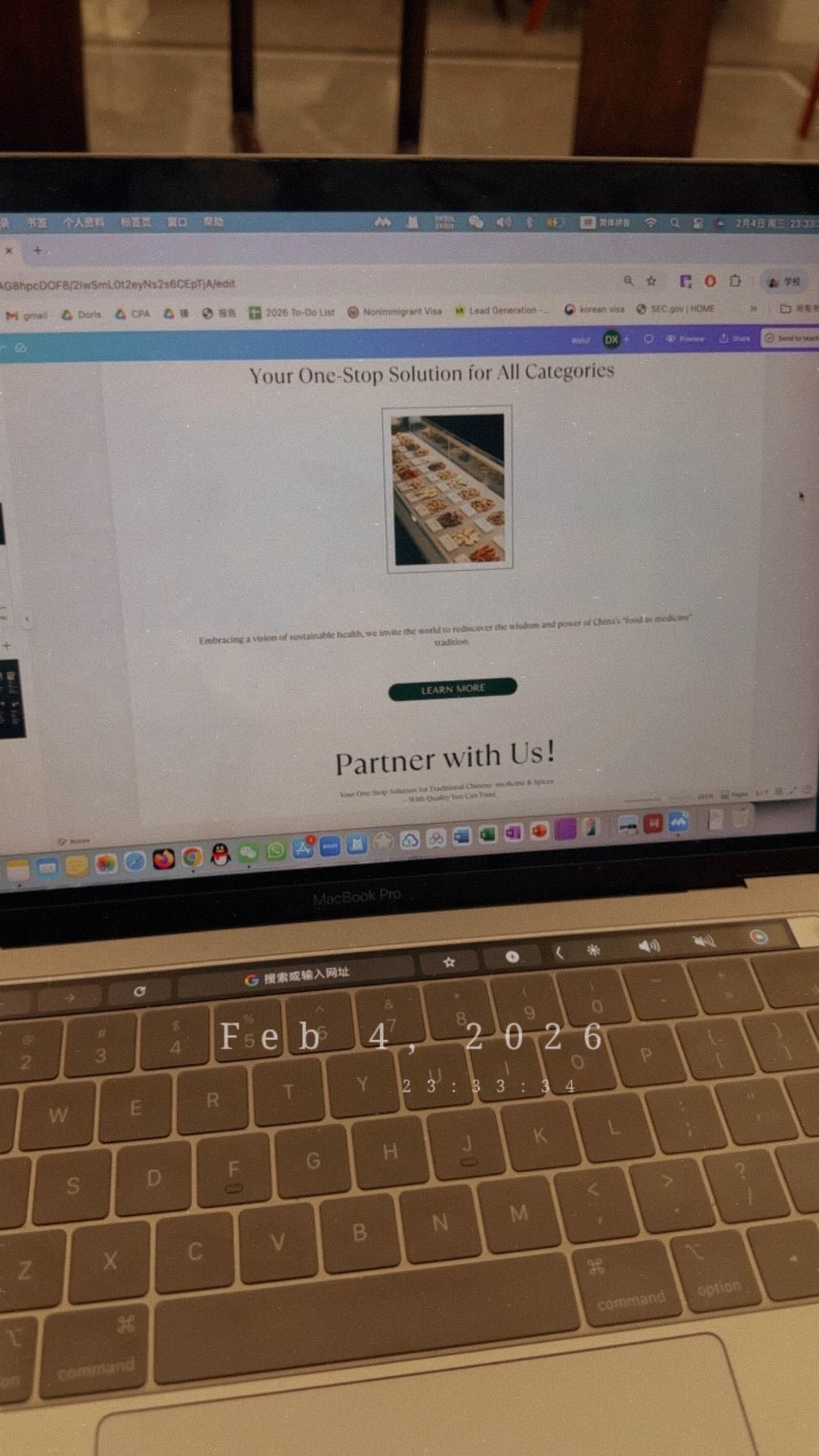Laptop showing website