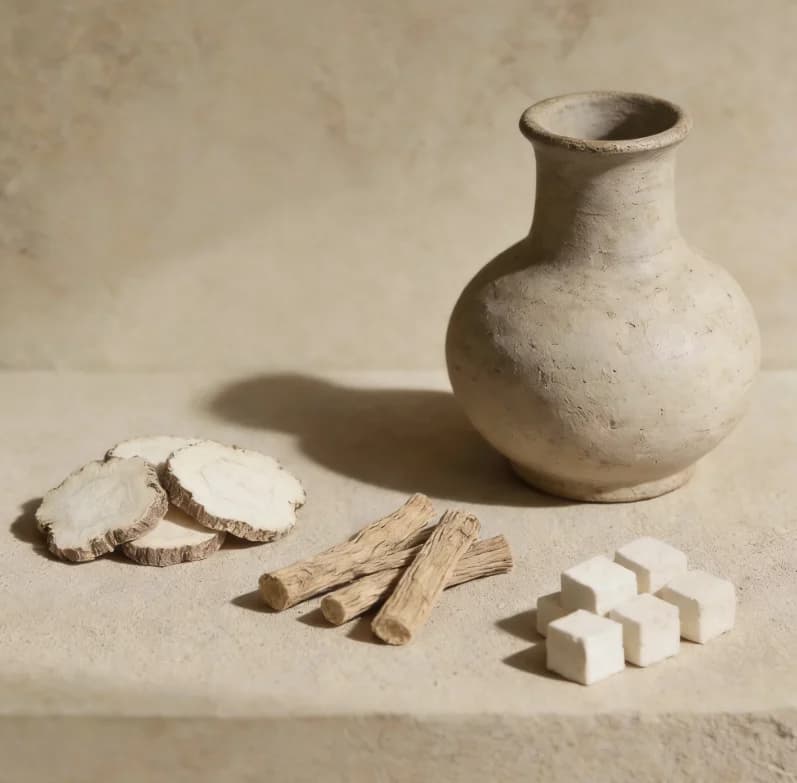 TCM connects radiant skin with internal balance, personalized herbal nourishment, and gentle botanical care from within and without.
